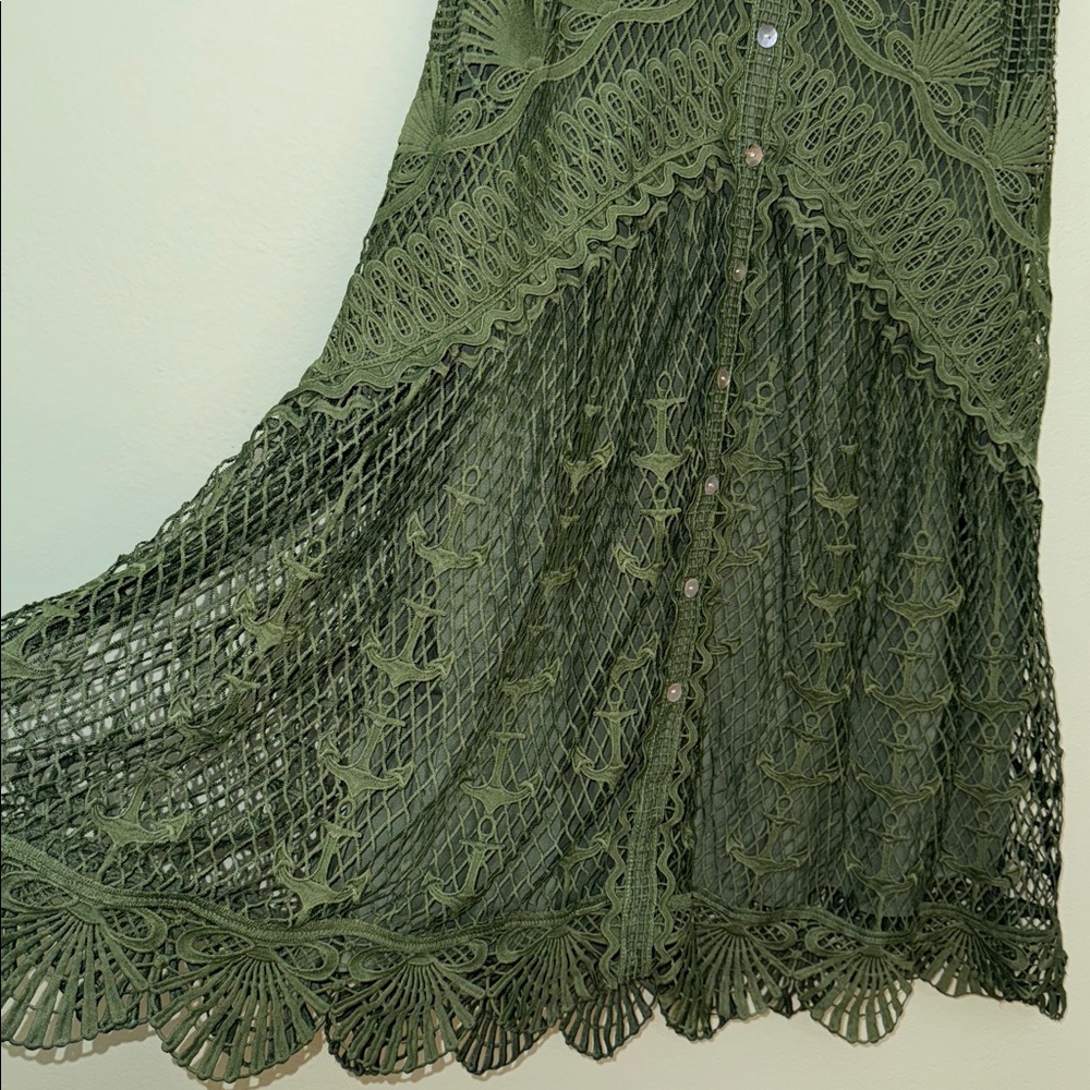 Farm Rio XL Green Nautical Guipure Maxi Dress - Picture 8 of 10